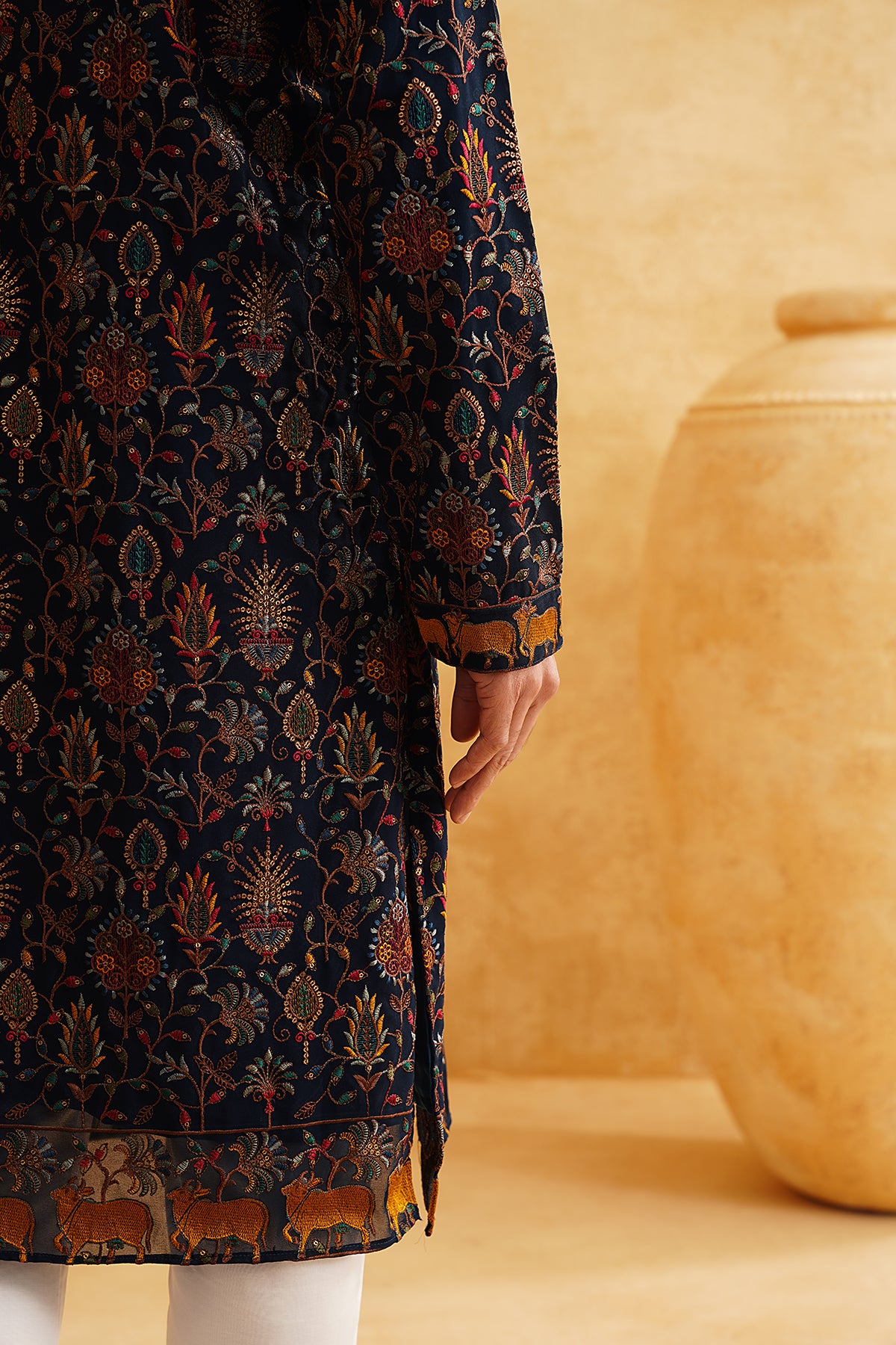 Rama Georgette Multicolor Thread Work Embroidery Kurta Set