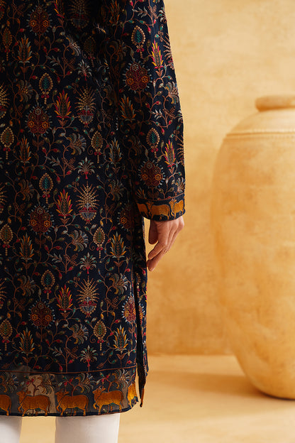 Rama Georgette Multicolor Thread Work Embroidery Kurta Set