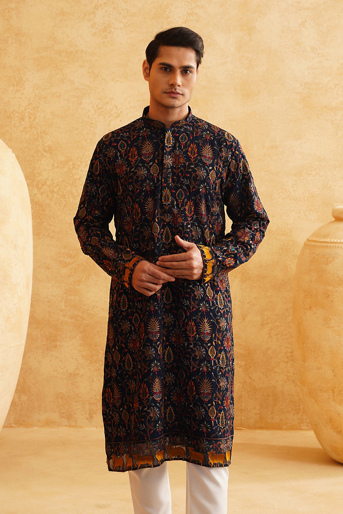Rama Georgette Multicolor Thread Work Embroidery Kurta Set