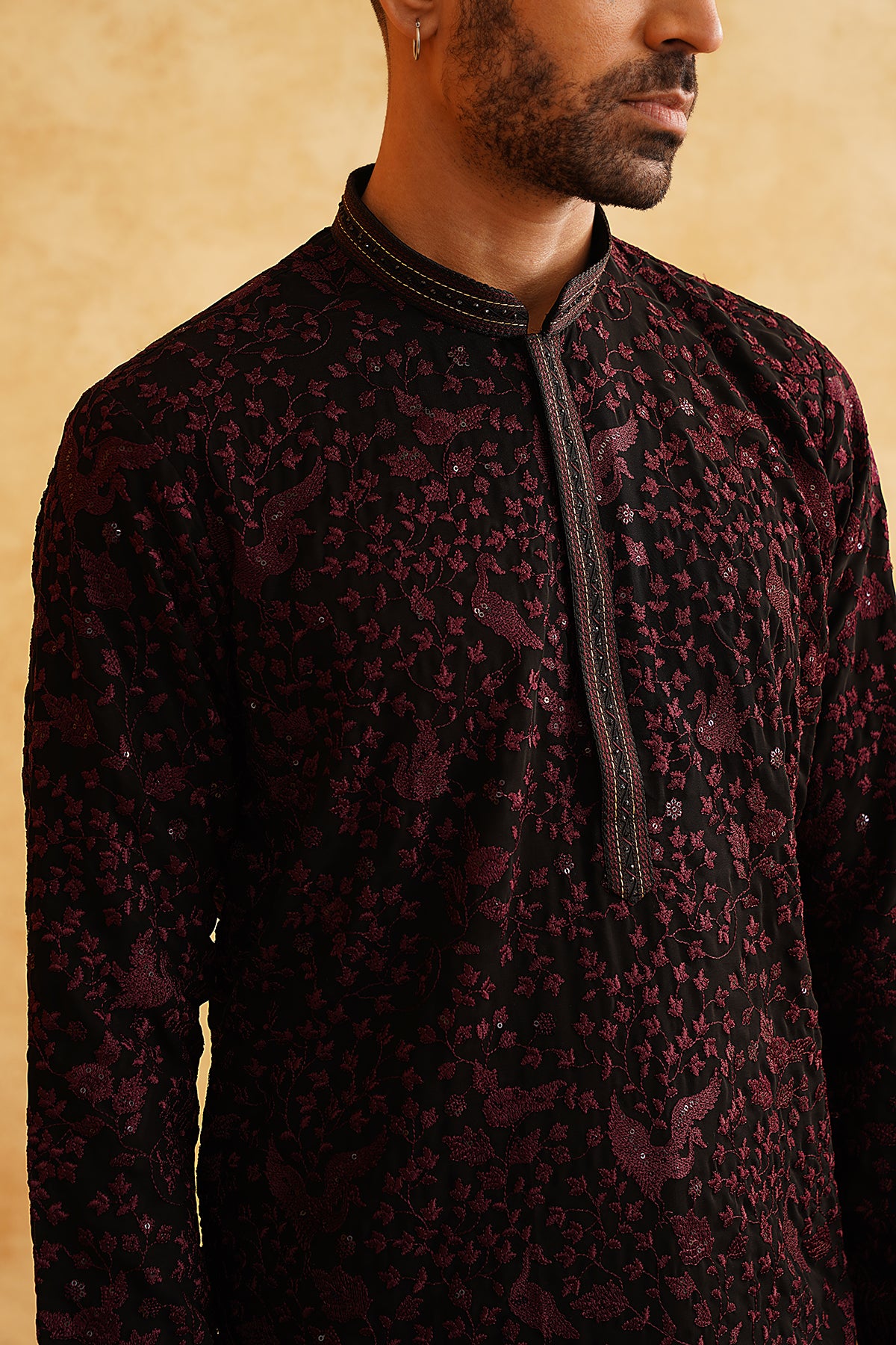 Black Georgette Floral Kurta Set
