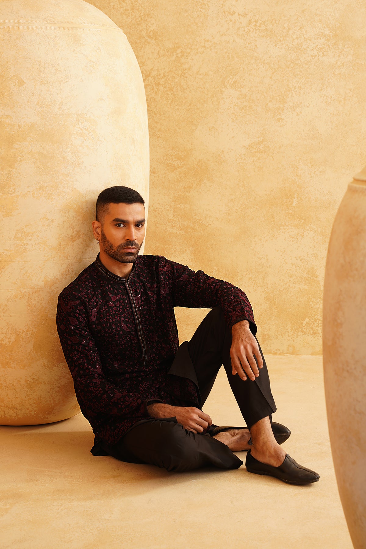 Black Georgette Floral Kurta Set