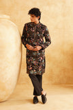 Black Zari Multicolour Thread Work Embroidery