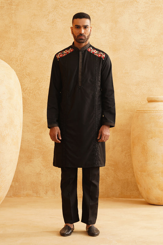 Black Festive Kurta Set