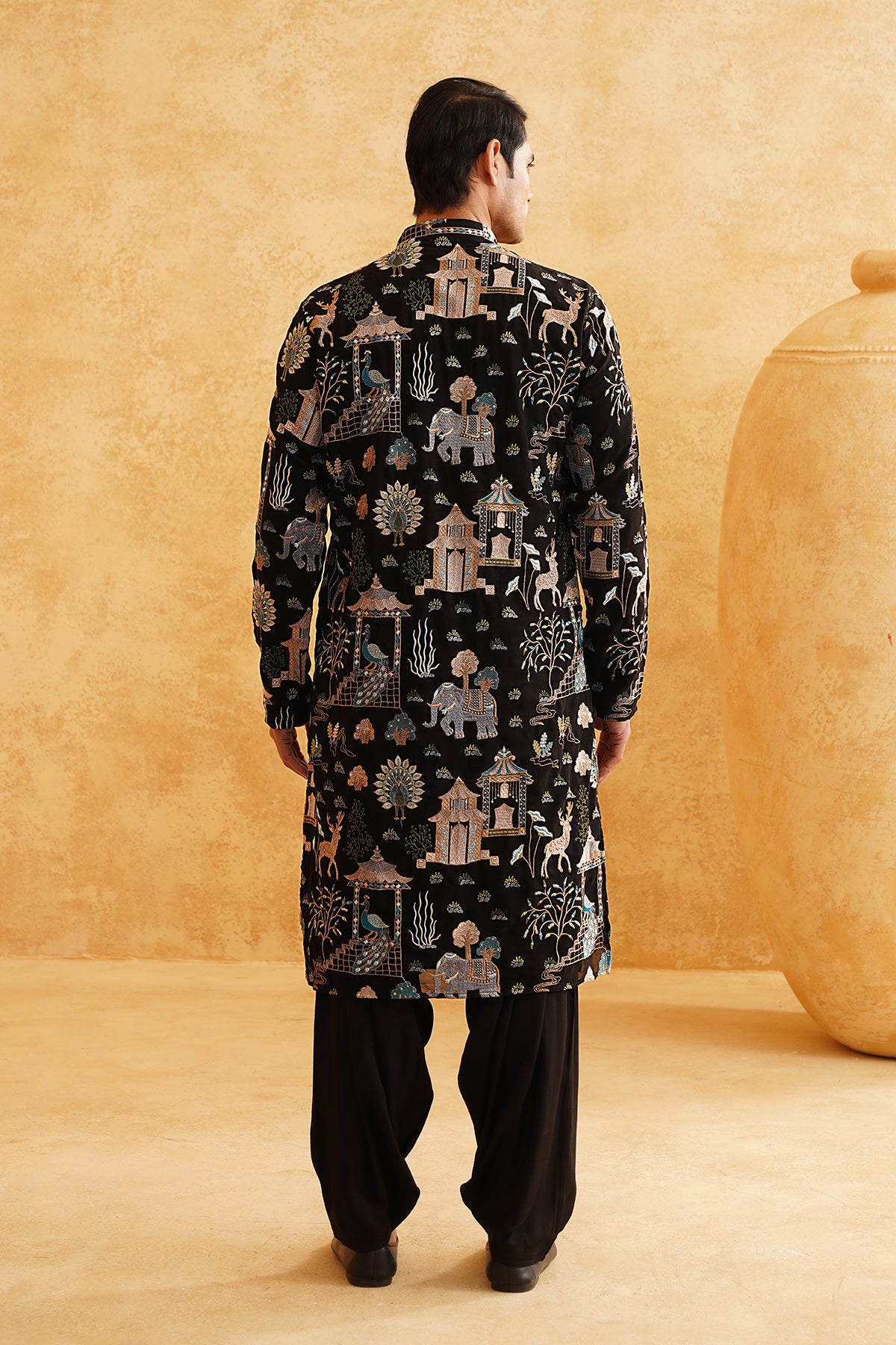 Black Georgette Embroidery Festive Kurta Set