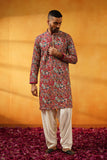 Pink Georgette Multicolour Threadwork Kurta Set