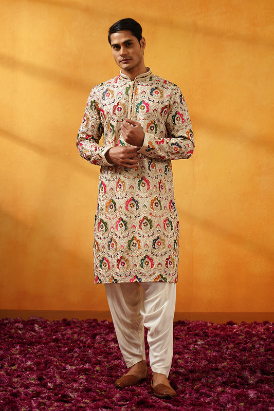 Off White Georgette Kurta Set