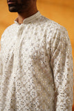 White Mirror work Kurta Set