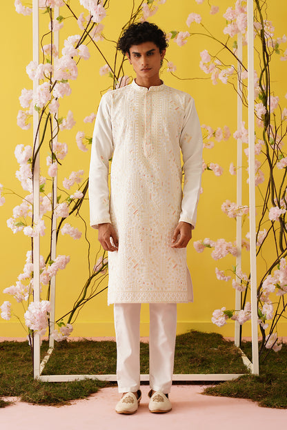 White Georgette Festive Kurta Set