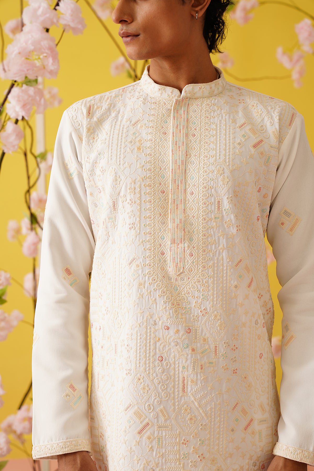 White Georgette Festive Kurta Set