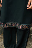 Black Kurta Set with Thread Embroidery & Swarovski Dupatta