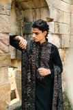 Black Kurta Set with Thread Embroidery & Swarovski Dupatta