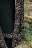 Black Kurta Set with Thread Embroidery & Swarovski Dupatta