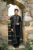 Black Kurta Set with Thread Embroidery & Swarovski Dupatta