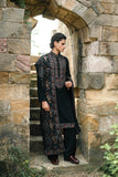 Black Kurta Set with Thread Embroidery & Swarovski Dupatta