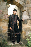 Black Kurta Set with Thread Embroidery & Swarovski Dupatta