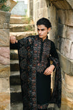 Black Kurta Set with Thread Embroidery & Swarovski Dupatta