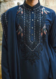 Dark Blue Kurta Set with Thread Work & Dupatta