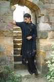 Dark Blue Kurta Set with Thread Work & Dupatta