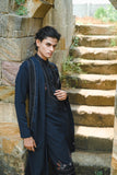 Dark Blue Kurta Set with Thread Work & Dupatta
