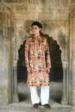 Mustard Silk Kurta with Foil Work