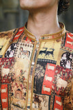 Mustard Silk Kurta with Foil Work