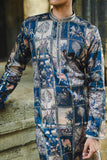 Rama Silk Kurta with Digital Print and Foil Work Detailing