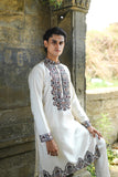 Off White Kenzo Kurta with Elegant Chain Stitch Embroidery