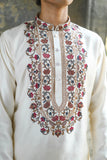 Off White Kenzo Kurta with Elegant Chain Stitch Embroidery