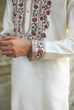 Off White Kenzo Kurta with Elegant Chain Stitch Embroidery