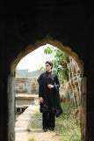 Black Kurta Set with Elegant Thread Work Embroidery and Dupatta