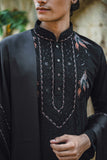 Black Kurta Set with Elegant Thread Work Embroidery and Dupatta