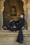 Black Kurta Set with Elegant Thread Work Embroidery and Dupatta