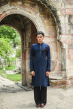 Navy Blue Kurta with Delicate Bead Work for a Refined Look