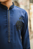 Navy Blue Kurta with Delicate Bead Work for a Refined Look