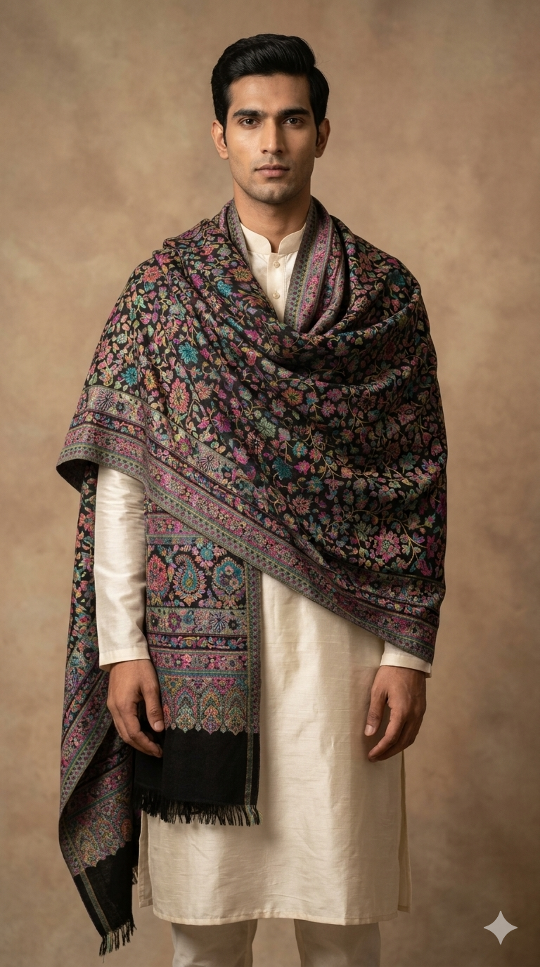 Multicolour Pashmina Zari Jacquard Dupatta