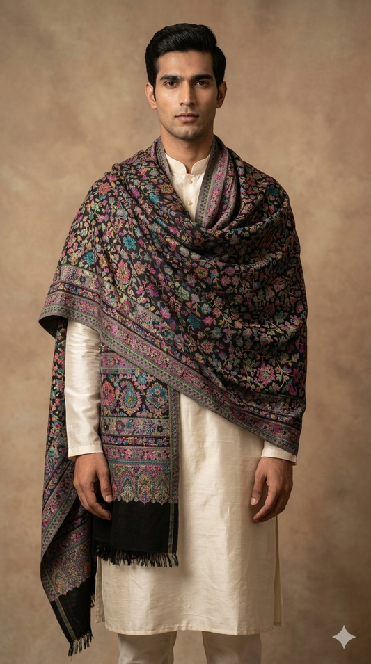 Multicolour Pashmina Zari Jacquard Dupatta