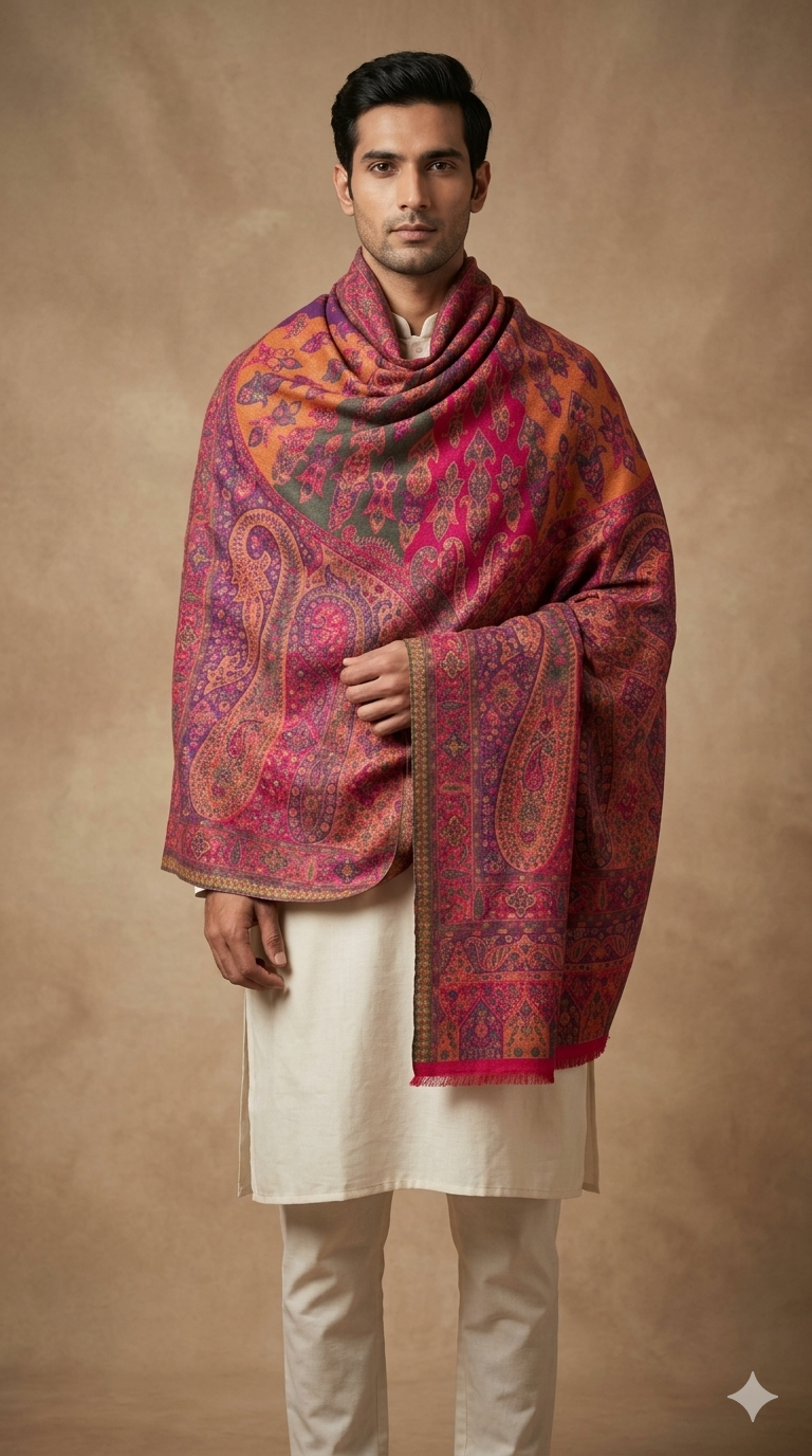 Pink Pashmina Jacquard Dupatta