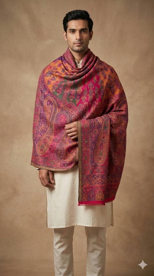 Pink Pashmina Jacquard Dupatta
