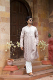 Men's Rosewood Silk Kurta Set with Zari Embroidery