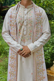 Men's Off-White Linen Satin Kurta Set with Dupatta