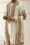 Men's Off-White Kenzo Fabric Kurta Set with Dupatta