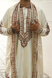 Men's Off-White Kenzo Fabric Kurta Set with Dupatta