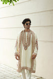 Men's Off-White Kenzo Fabric Kurta Set with Dupatta