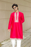 Men's Pink Satin Silk Kurta Set with Zari & Sequin Embroidery