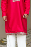 Men's Pink Satin Silk Kurta Set with Zari & Sequin Embroidery