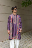 Men's Purple Satin Silk Kurta Set with Dupatta