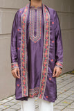 Men's Purple Satin Silk Kurta Set with Dupatta