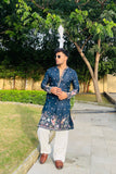 Men's Blue Kenzo Bead Work Embroidered Kurta Set