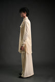 Classic Beige Linen Blend Pathani Suit with Flared Pants