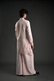 Classic Light Pink Linen Blend Pathani Suit with Flared Pants